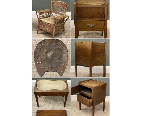 VINTAGE FURNISHING ITEMS including mahogany tray top nightstand, with cupboard door and base drawer, 75 (h) x 50 (w) x 43cms 