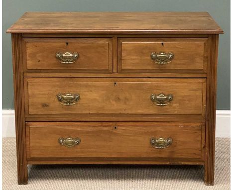 EDWARDIAN COMPACT MAHOGANY CHEST OF DRAWERS, with brass drop handles, 79 (h) x 101 (w) x 46cms (d)Provenance: private collect
