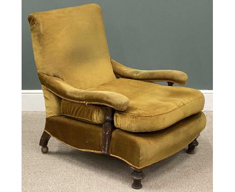 VINTAGE IN THE MANNER OF HOWARD & SONS ARMCHAIR, on turned supports, 89 (h) x 73 (w) x 63cms (d)Provenance: private collectio
