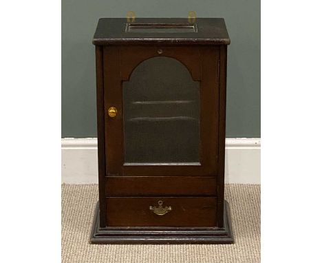 VINTAGE SMOKER'S CABINET, with glazed door front and base drawer, 64 (h) x 44 (w) x 29cms (d)Provenance: private collection D