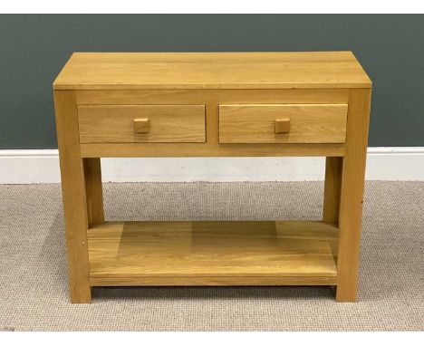 MODERN LIGHT OAK COMPACT SIDEBOARD, two drawers and a base shelf, 80 (h) x 100 (w) x 41cms (d)Provenance: private collection 