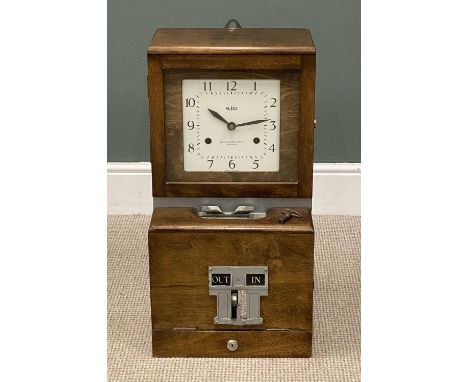 VINTAGE BLICK 'CLOCKING-IN' CLOCK, with key, 69 (h) x 36 (w) x 32cms (d)Provenance: private collection Denbighshire
