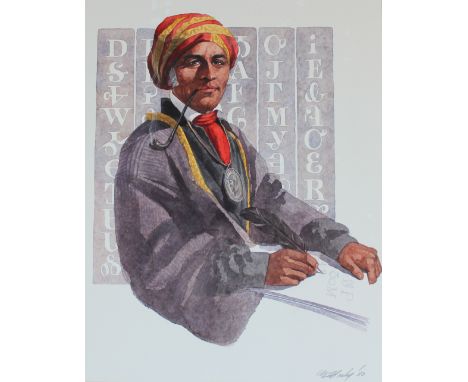 Tom McNeely (Canadian, B. 1935) "Sequoyah" Original Watercolor painting. Signed lower right. Provenance: Collection of James 