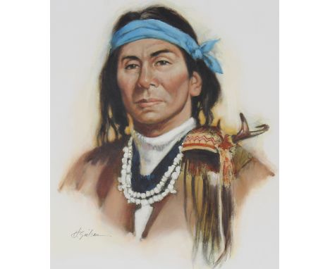 Hodges Soileau (American, B. 1943) "Cochise - Great American Indian Chief" Signed lower left. Original Oil painting on Paper.