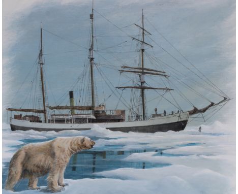 Charles J Lundgren (New York, Connecticut, 1911 - 1988) "Canadian Icebreaker - Arctic" Signed lower left. Original Oil Painti