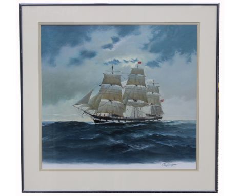 Charles J Lundgren (New York, Connecticut, 1911 - 1988) "Courier" Signed lower right. Original Oil Painting on Masonite. Prov