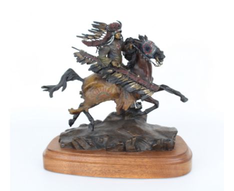 Ken Payne (American, 1938 - 2012) Native American Painted Bronze Year Created: 1998 Edition: (27/75) Signed,dated and numbere