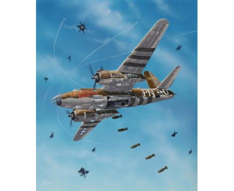 Steve Ferguson (American, B. 1946) "B-26 Marauder" Signed lower left. Original Acrylic painting on Cold Press Illustration Bo