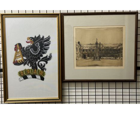 After NicholsonA QuadA printTogether with a tapestry of a coat of arms