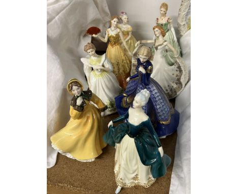 A Royal Doulton Regal Lady figure together with Royal Worcester and other figures 