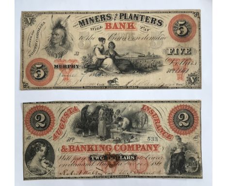 Provincial American Banknotes, State of North Carolina &lsquo;The Miners and Planters Bank&rsquo; Murphy $5, dated June 7th 1