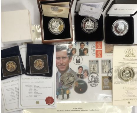 Silver Proof &amp; Silver Commemorative Coins, including Silver 50th Birthday &pound;5 Coin First Day Cover, WW1 Commemorativ