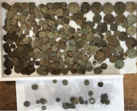 Large Collection of metal detector found Roman Copper &amp; Bronze Coins including Sustursius.