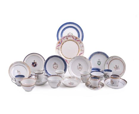 A large group of Chinese Export porcelain, Qianlong, comprising thirty-five items: including a trio with the arms of Mitchell