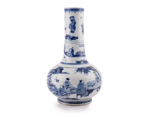 A Chinese blue and white vase, 20th century, after a Kangxi original, 41.5cm high 20世纪 青花高仕瓶Condition Report: in good conditi