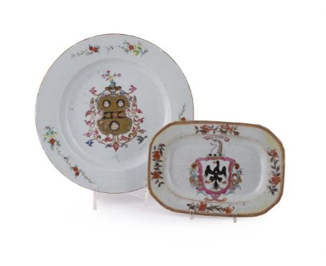 A Chinese armorial dish, Qianlong, with arms of Ramsay, style G3and a Chinese armorial plate, Qianlong, with the arms of Lead