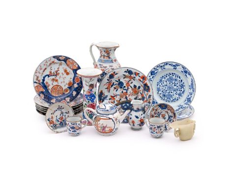 A Chinese Imari Jug, Kangxi, 19cm high; a Chinese Famille Rose soft paste teapot and cover, Qianlong, 14.5cm high; a small Ch