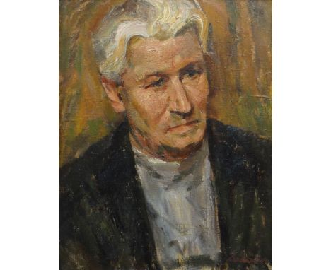 ATTRIBUTED TO STEFAN LUCHIAN (Romanian 1868 - 1916) oil on canvas - head and shoulders portrait of a grey-haired man (possibl