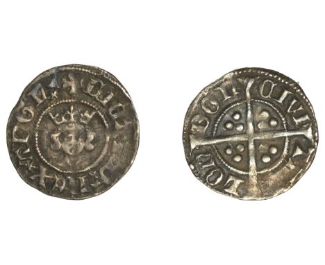 Richard II (1377-1399), First period, Halfpenny, type II, London, nothing on breast, saltire after angl’, first r of ricard o