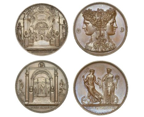 Opening of the Salle d'Apollon, the Louvre [1804], a copper medal by B. Andrieu, view of the gallery; in the rear, the statue