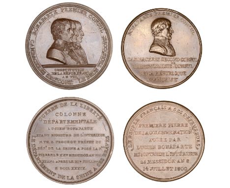 National Column (Place Vendôme), AN 8 [1800], a copper medal by B. Duvivier, uniformed bust of Napoleon right, rev. inscripti