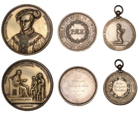 SOMERSET, Bath, Bluecoat School, The Brodrick Medal, 1854, a silver-gilt award by Allen & Moore, named (Carolus Crowden), 58m
