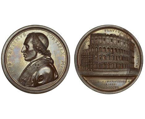 PAPAL STATES, Restoration of the Colosseum, 1806, a copper medal by T. Mercandetti, bust of Pius VII left wearing cap, cope a