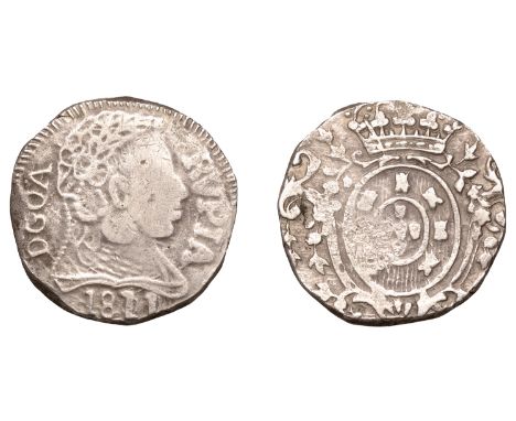 Portuguese India, João (Regent, 1799-1816), Rupia, 1811 (11 over 09?), Goa, reads dgoa, 11.00g/3h (Gomes 18.07; KM 219). Good