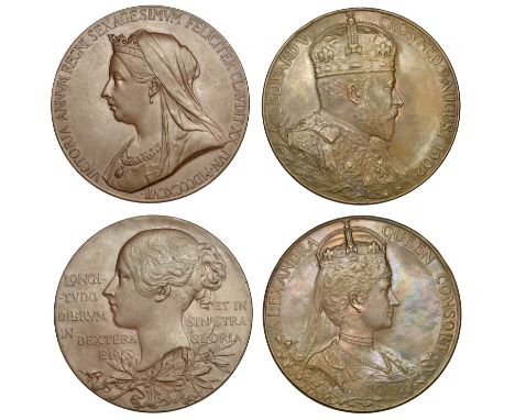 Victoria, Diamond Jubilee, 1897, a bronze medal by G.W. de Saulles, 55mm (W & E 3000A.3; BHM 3506; E 1817a); Edward VII, Coro