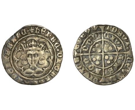 Henry VI (First reign, 1422-1461), Cross-Pellet issue, Groat, class B, London, mm. cross IIIb on obv. only, saltire on neck, 