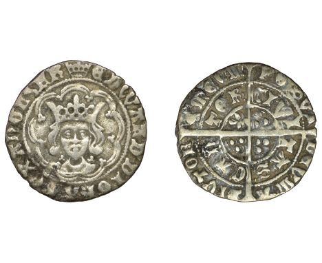 Edward IV (First reign, 1461-1470), Light coinage, Halfgroat, Canterbury, Royal mint, class VIII, mm. crown on obv. only. tre
