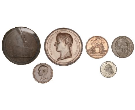 Battle of Marengo, AN 8 [1800], a uniface copper cliché by B. Andrieu, 68mm (Bramsen 40); an obv. cliché of Napoleon by the s