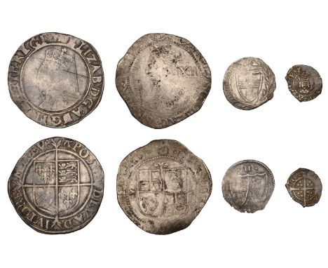 Henry VIII, Second coinage, Halfpenny, London, mm. arrow (?), 0.43g/9h (N 1815; S 2356); Elizabeth I, Sixth issue, Shilling, 