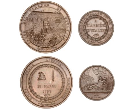 Capture of Trieste and the Passage of Tagliamento, AN 5 [1797], a copper medal by C. Lavy, river god reclining left, soldiers
