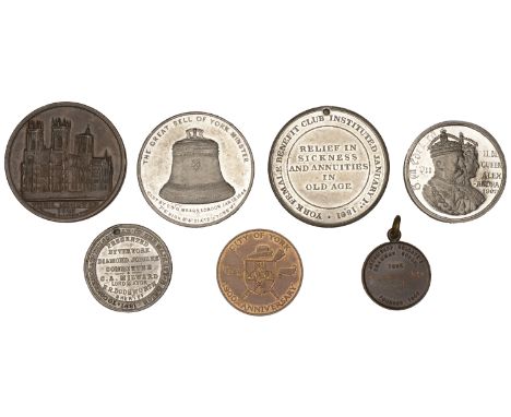 NORTH YORKSHIRE: York, York Female Benefit Club (Inst. 1801), a white metal medal, unsigned, 45mm; York Minster, 1825, a copp