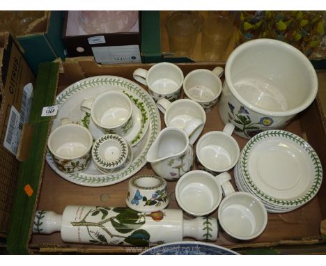 A quantity of Portmeirion Botanical Gardens and Summer Strawberries including jardiniere, rolling pin, cups and saucers, jug,