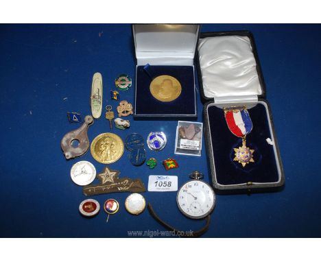 Miscellaneous items including enamel badges and presentation medals - 'The Eastwood Golf Club' Birmingham silver gilt, plus b