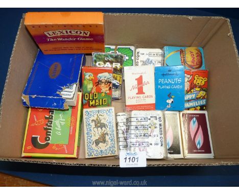 A quantity of playing Cards and card games to include Contraband, Canasta, Lexicon, etc.