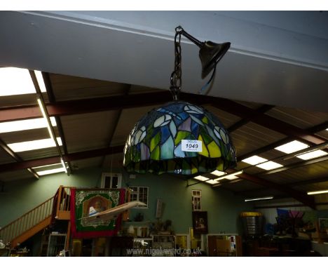 A Tiffany style dragonfly ceiling light.