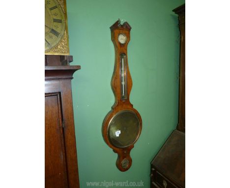 A Pozzi &amp; Co. mercury Barometer with brass face, 42'' high overall.