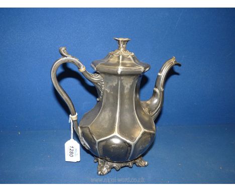 A rare commemorative James Dixon &amp; Sons coffee pot with finial inscribed 'Ich Dien - born Nov 9th 1841 - Bap'd Jan 25th 1