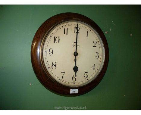 A Smiths 8 Day wall Clock with key.