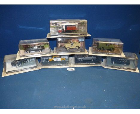 A box containing 1:43 scale car models from 'The James Bond Car Collection', featured in the film 'The Living Daylights', all