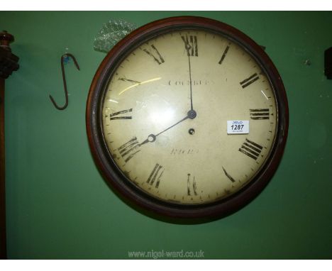 A domed face single-train gut-driven fusee movement Wall Clock by Cockburn, Richmond, the painted face with Roman numerals, 1