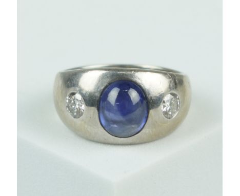 A 14CT GOLD SAPPHIRE &amp; DIAMOND RING 11.5gms