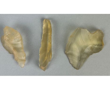 NEOLITHIC TOOLS IN DESERT GLASS TEKTITE/METEORITE,From the Tenerean Culture, tool was worked circa 5,000 years ago. Fashioned