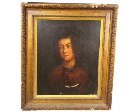 AN OIL ON CANVAS PORTRAIT PAINTING OF LADY,52cm x 42cm Label to verso reads: 'The Lady Agneta Bevan, painted by her step-daug
