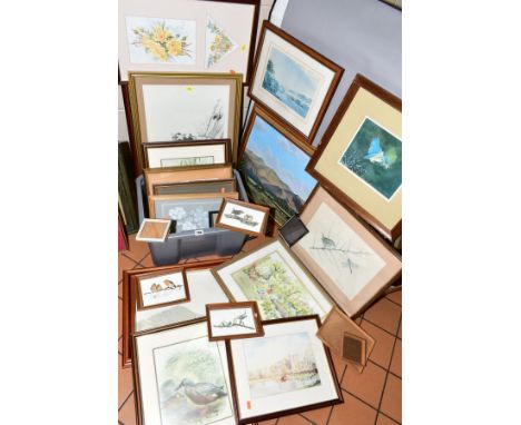 PAINTINGS AND PRINTS etc, to include a British landscape, fields to the foreground, hills to the distance, signed R G Spendlo