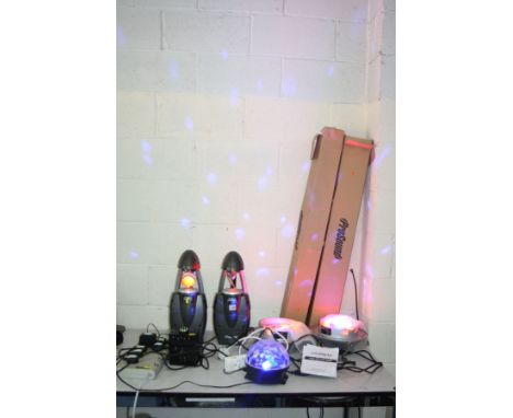 A QUANTITY OF DISCO LIGHTING, including two Prosound Preva scanners, two Chauvet Bob LED (one with inoperative fan), a Laser 