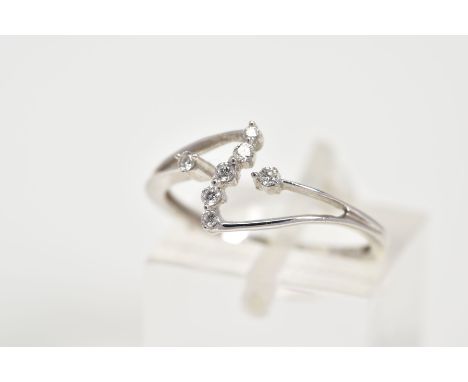 A MODERN DAINTY DIAMOND DRESS RING, estimated total modern round brilliant cut weight 0.10ct, ring size L, stamped '750', app